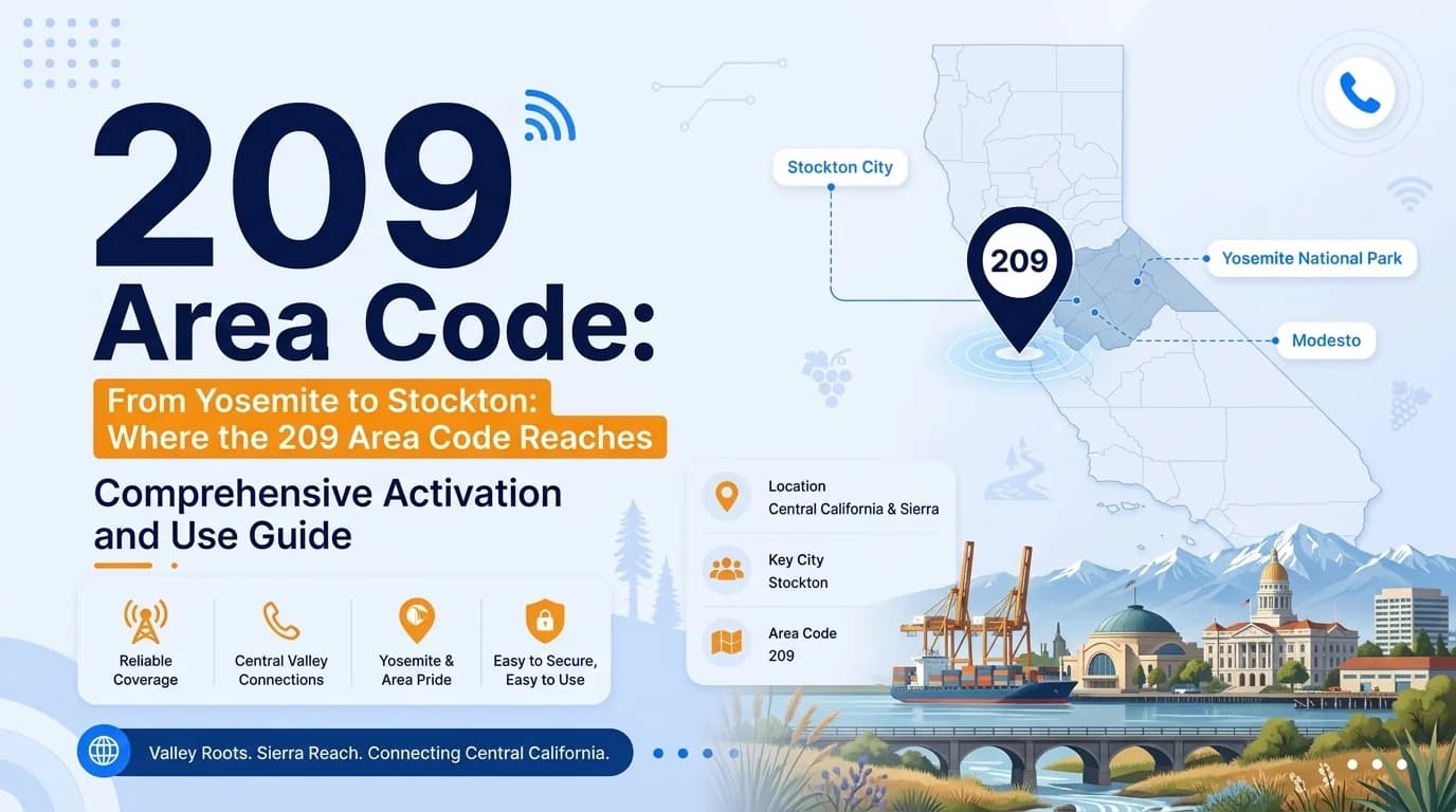 209 area code map showing Stockton, Modesto, and the Sierra Foothills leading into Yosemite