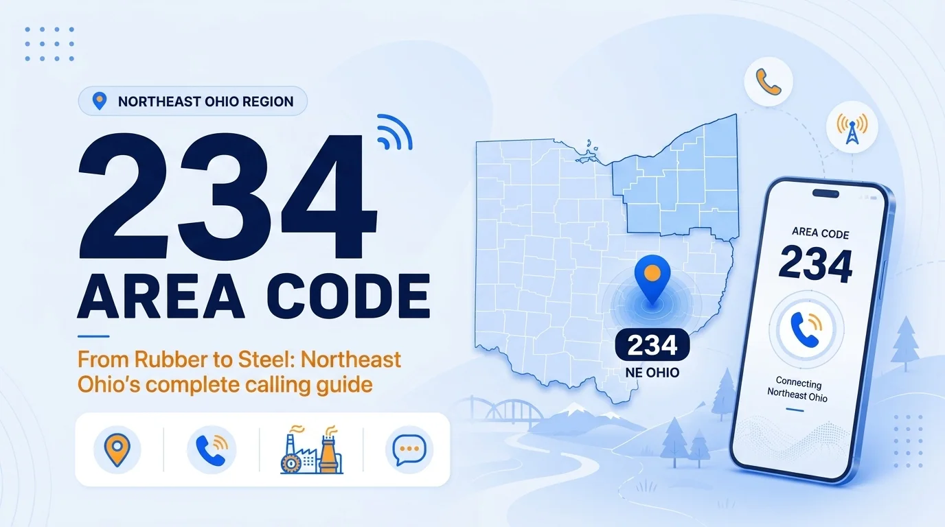 234 area code map showing Akron, Canton, and Youngstown in northeast Ohio