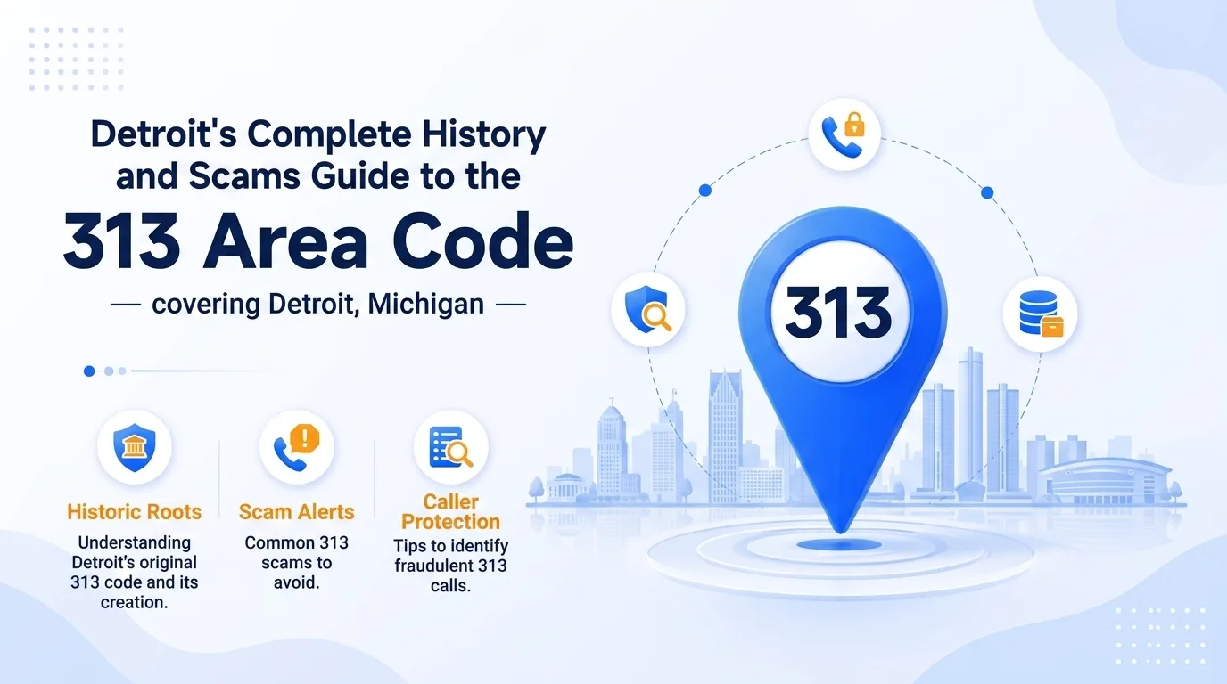 313 area code Detroit's complete history and scams guide, covering Detroit, Michigan