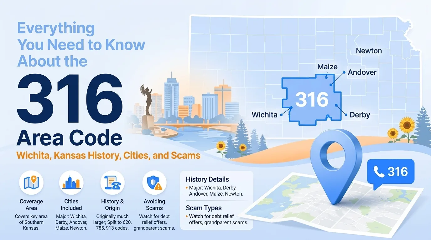 316 area code Wichita, Kansas history, cities, and scams guide