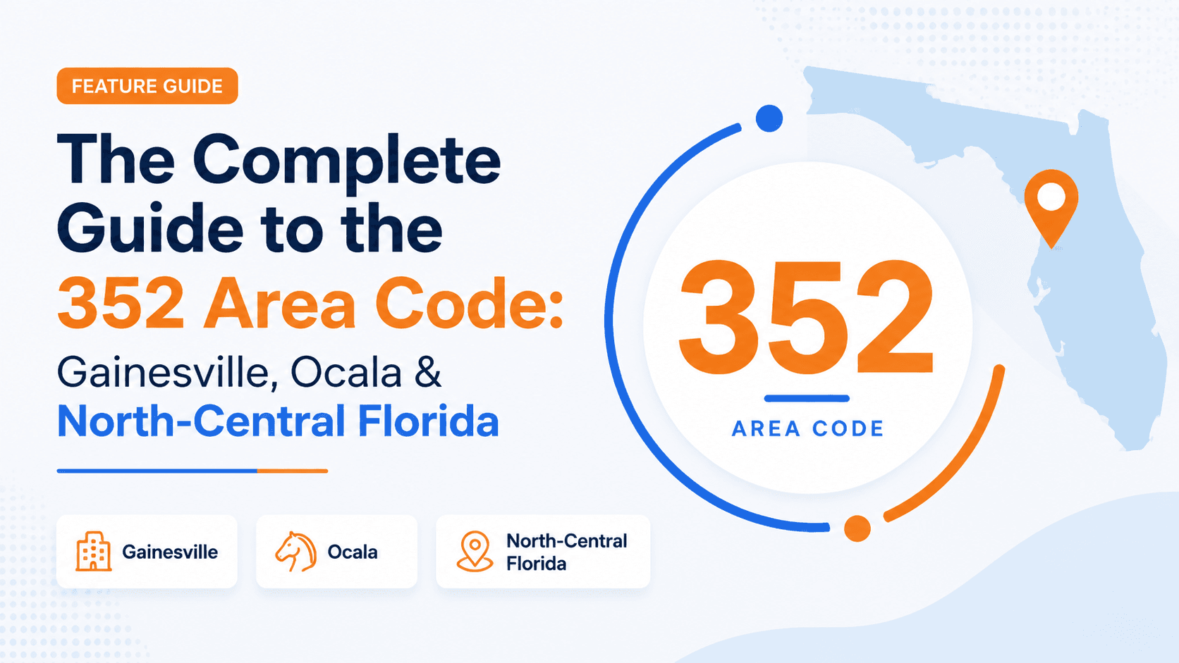 352 area code map showing Gainesville Ocala The Villages and north-central Florida coverage