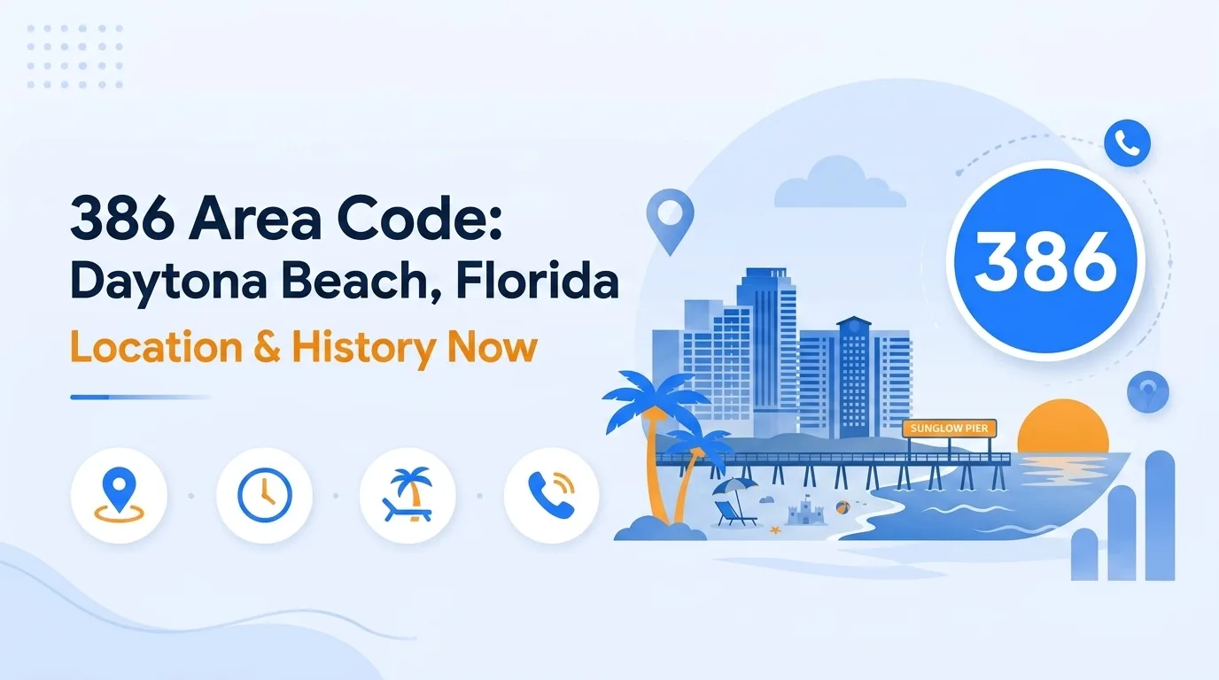 386 area code Daytona Beach, Florida location, history, and scams guide