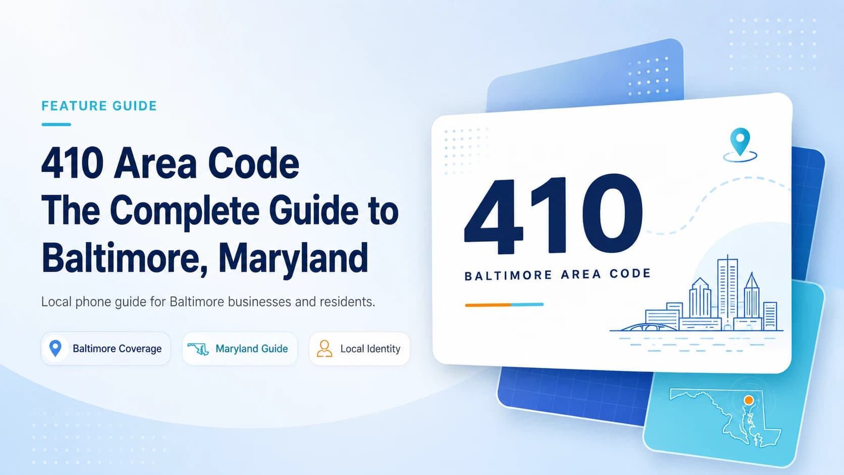 410 area code map showing Baltimore and eastern Maryland coverage
