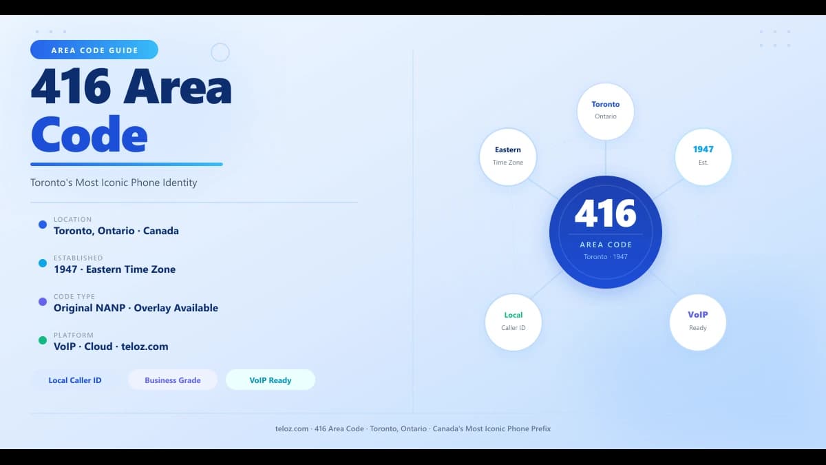 416 area code complete guide — Toronto Ontario local phone identity