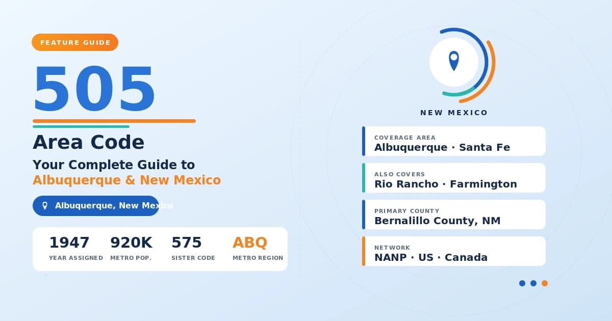 505 area code map showing Albuquerque Santa Fe and northwest New Mexico coverage