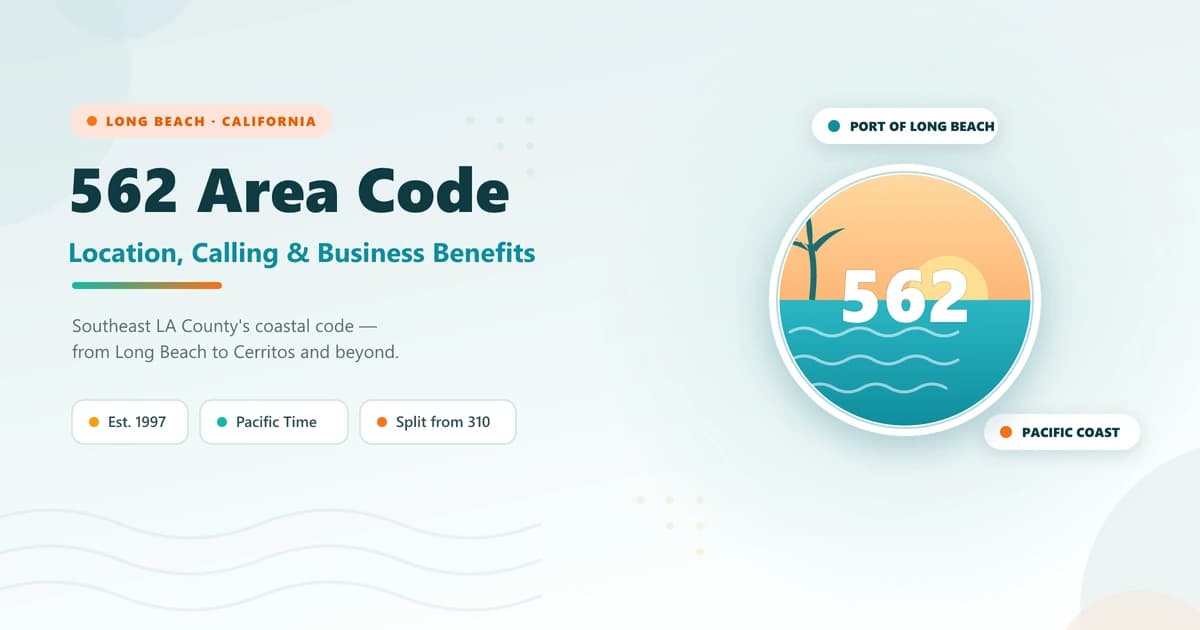 562 area code map covering Long Beach and southeast Los Angeles County