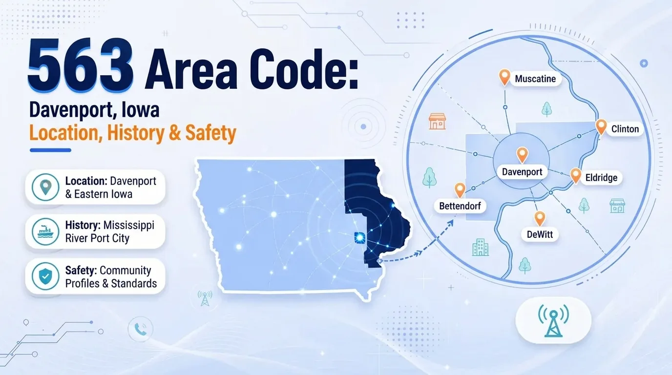563 area code Davenport, Iowa location, history, and scams guide