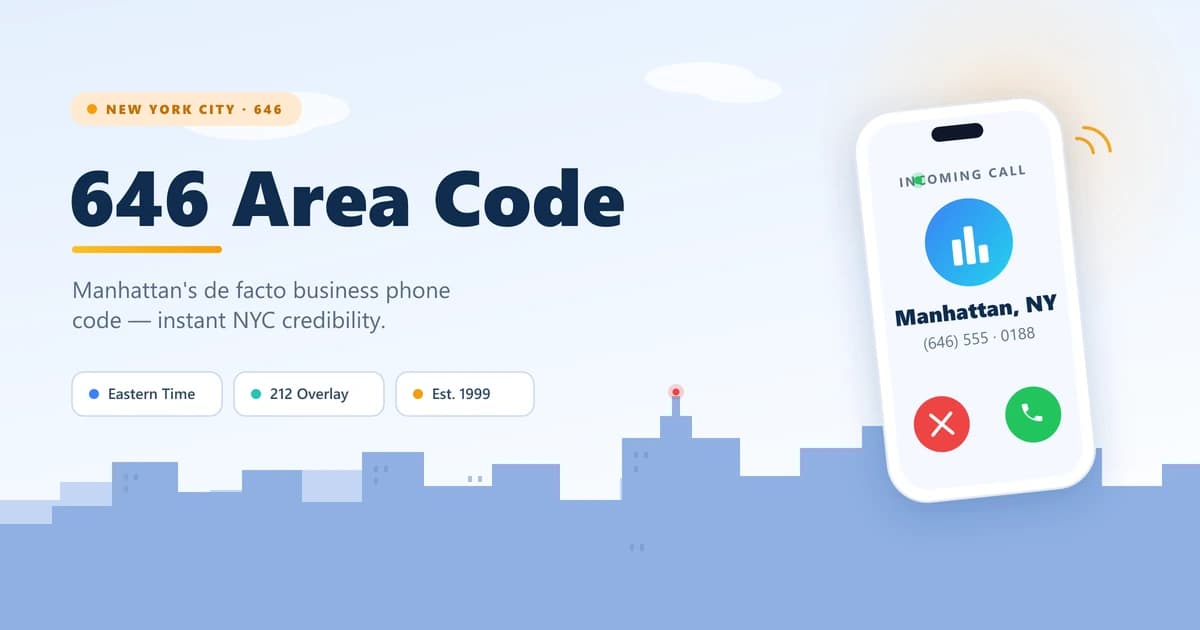 646 area code — Manhattan New York City skyline, the borough's de facto business phone code