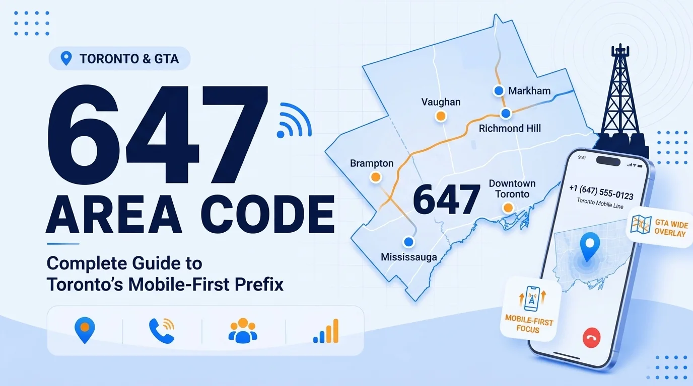 647 area code map showing Toronto and the Greater Toronto Area