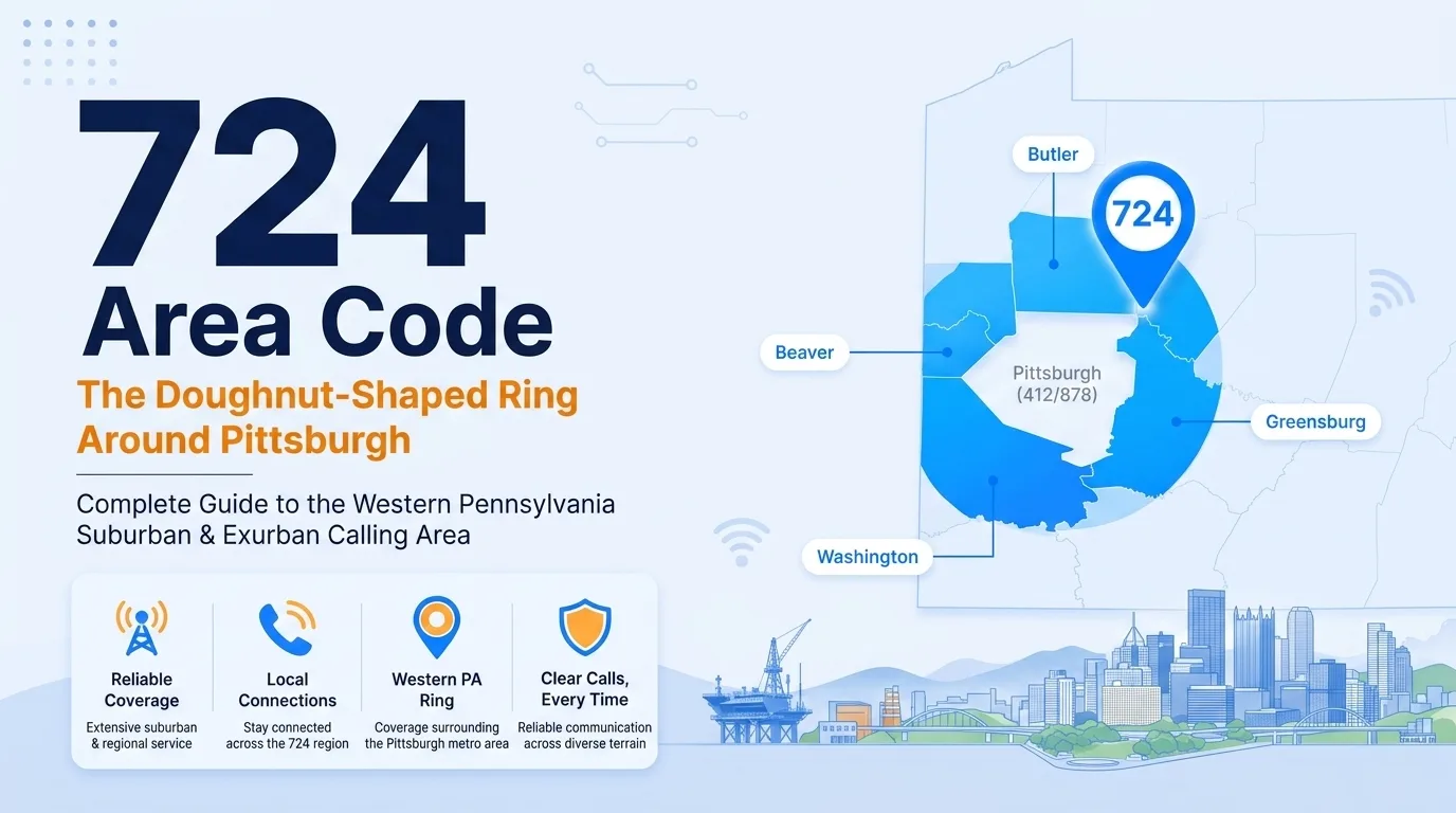724 area code — the doughnut-shaped ring around Pittsburgh