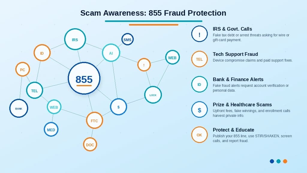 855 area code scam fraud prevention business protection