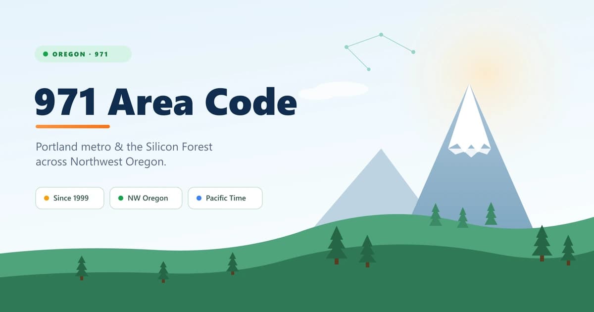 971 area code — Portland metro and the Silicon Forest of Northwest Oregon with Mount Hood