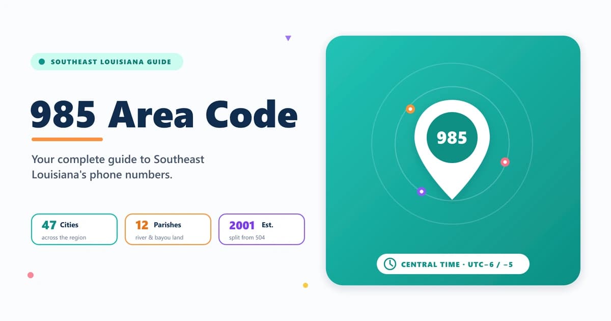 985 area code guide for southeastern Louisiana
