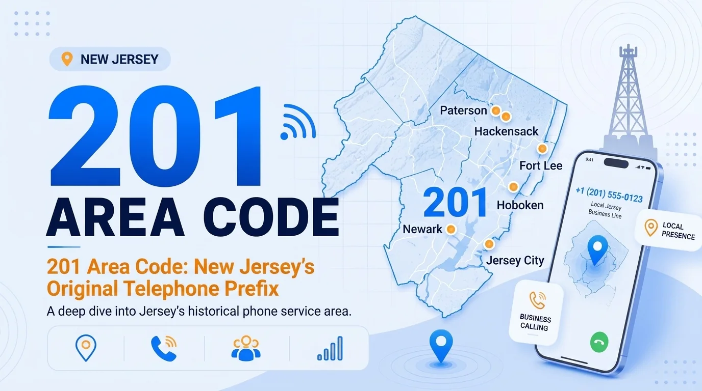 201 area code map showing Bergen and Hudson County, New Jersey