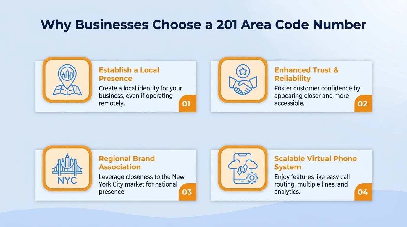 Why businesses choose a 201 area code number — local credibility and higher answer rates in New Jersey