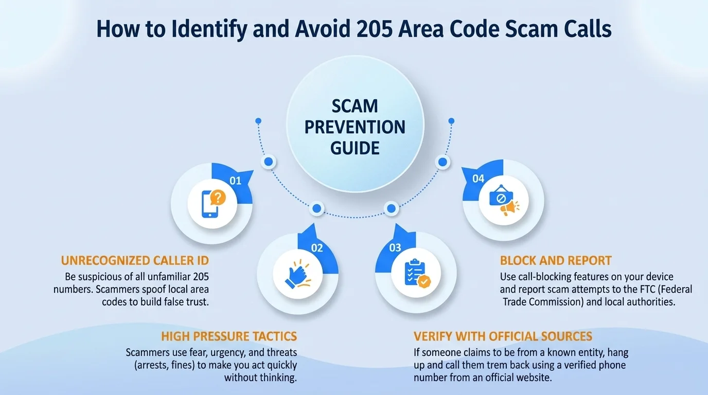 How to identify and report 205 area code scam calls — recognize caller ID spoofing and report to the FCC