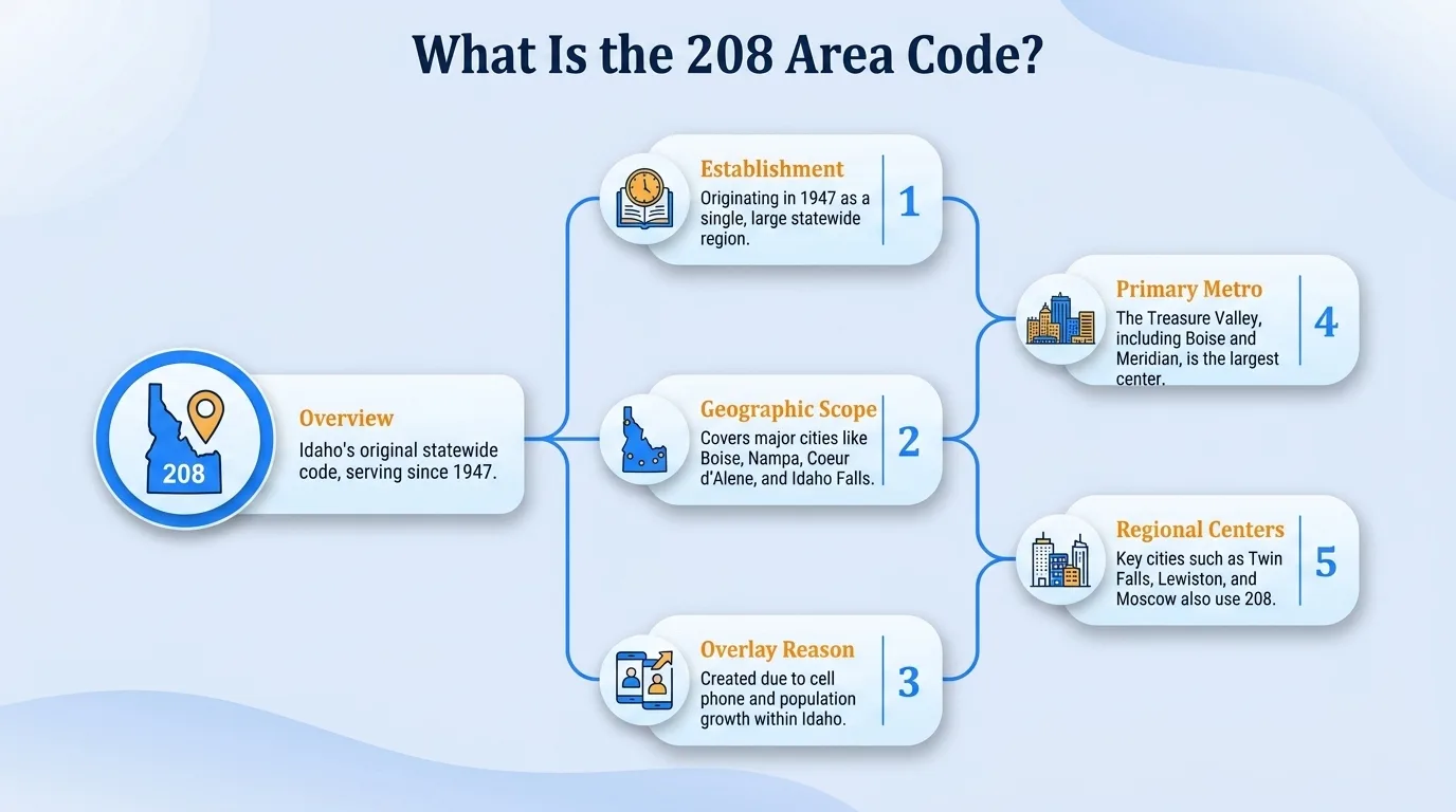 208 area code history — Idaho's original prefix, activated in 1947