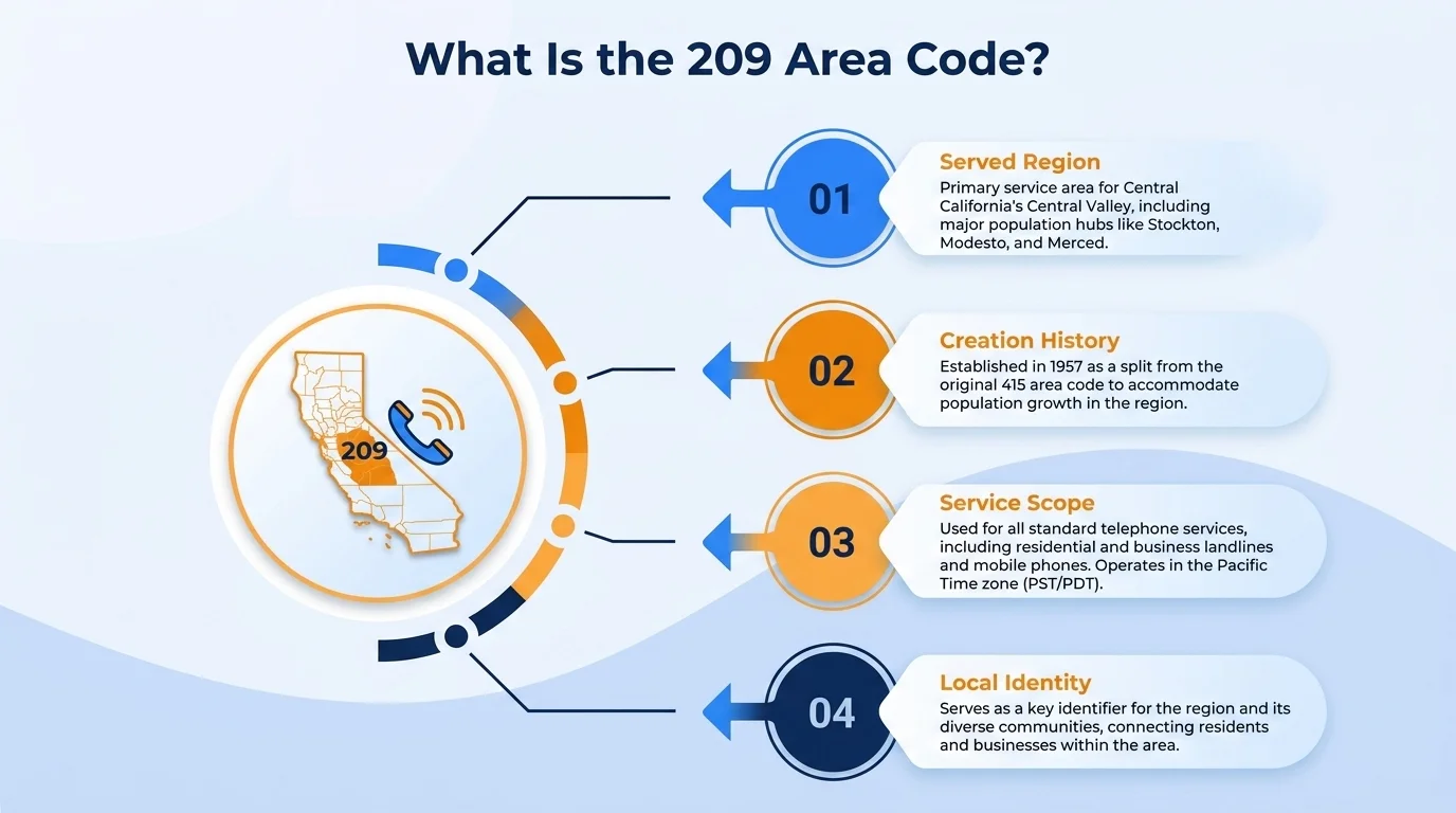 209 area code history — split from area code 916 in 1958
