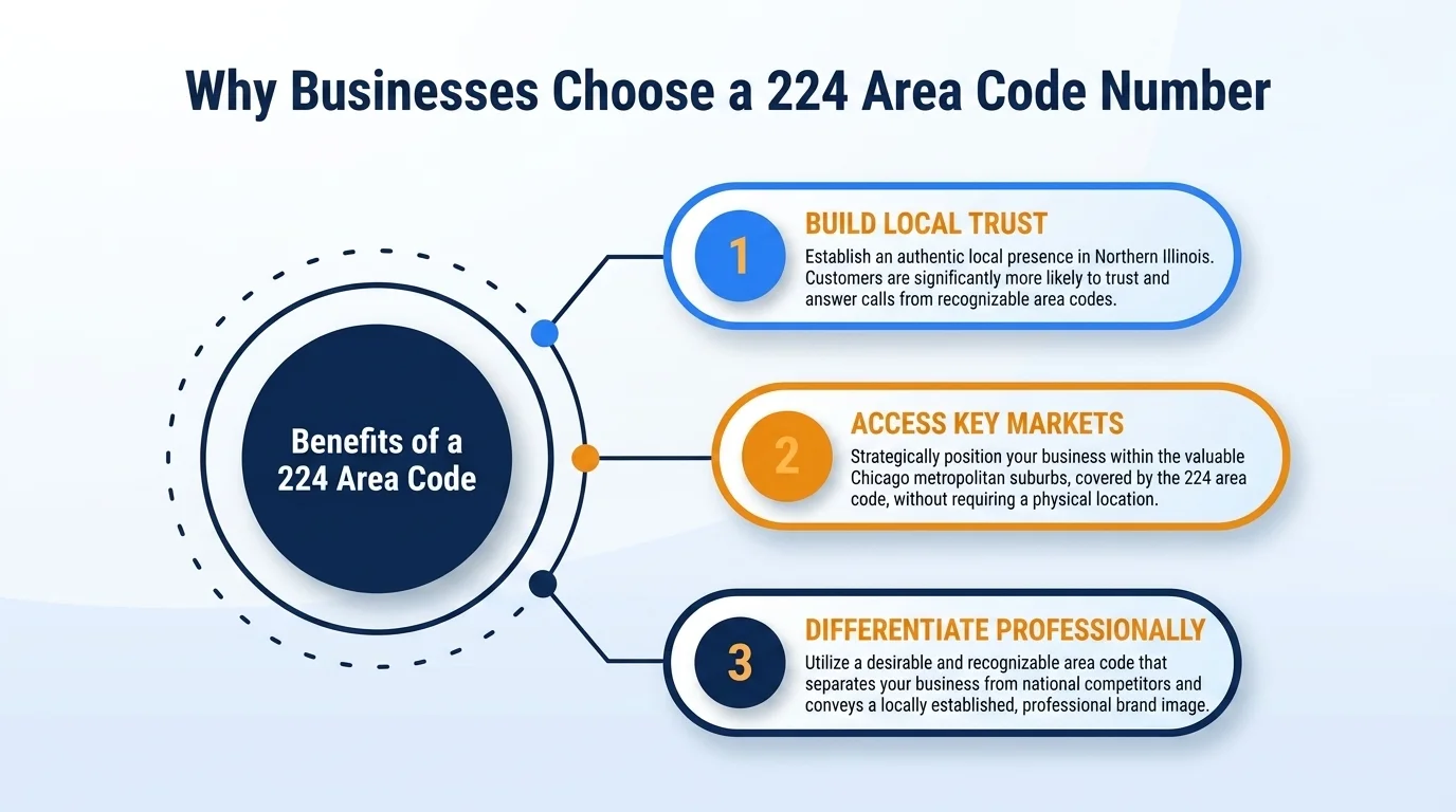 Why businesses choose a 224 area code number — local credibility and higher answer rates in Chicago's suburbs