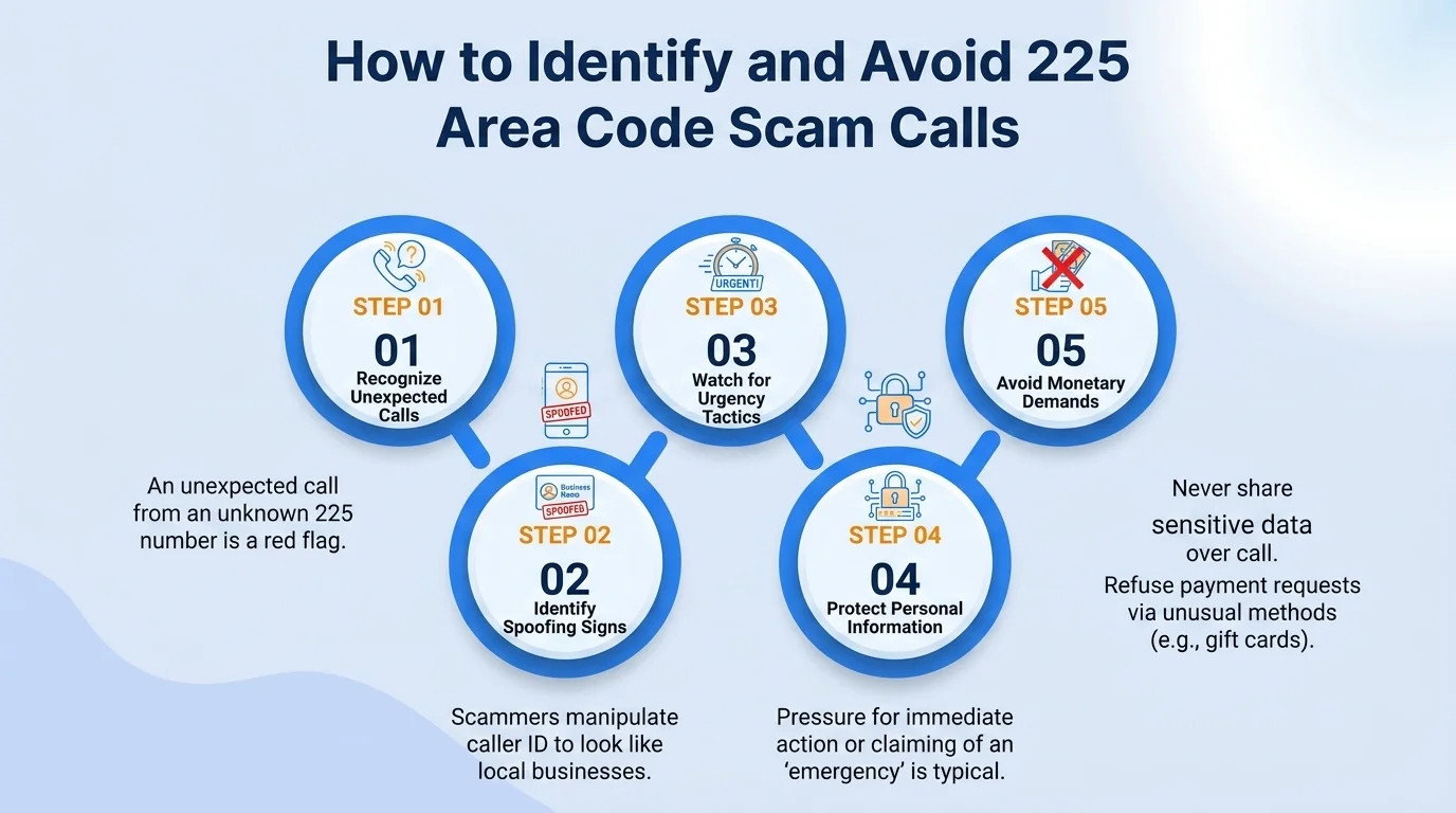 How to identify and report 225 area code scam calls — recognize caller ID spoofing and report to the FCC