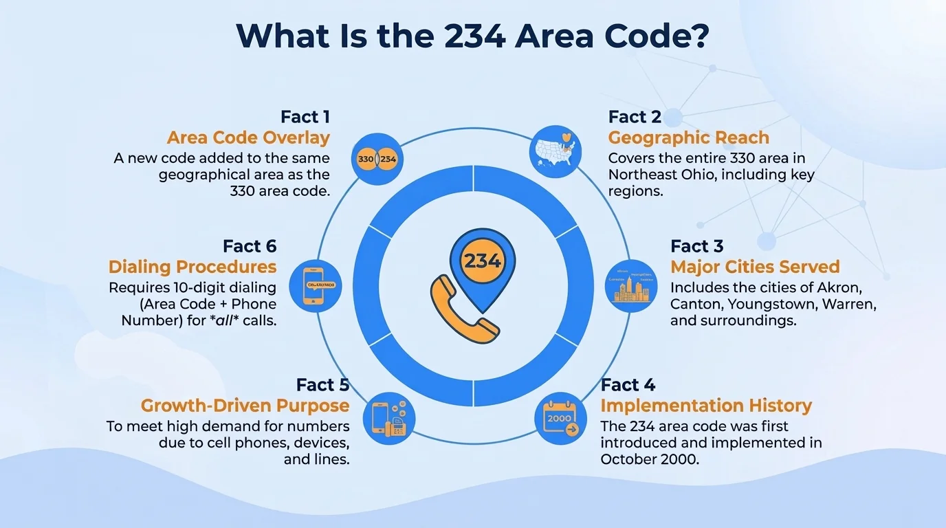 234 area code history — a 2000 overlay layered on top of area code 330