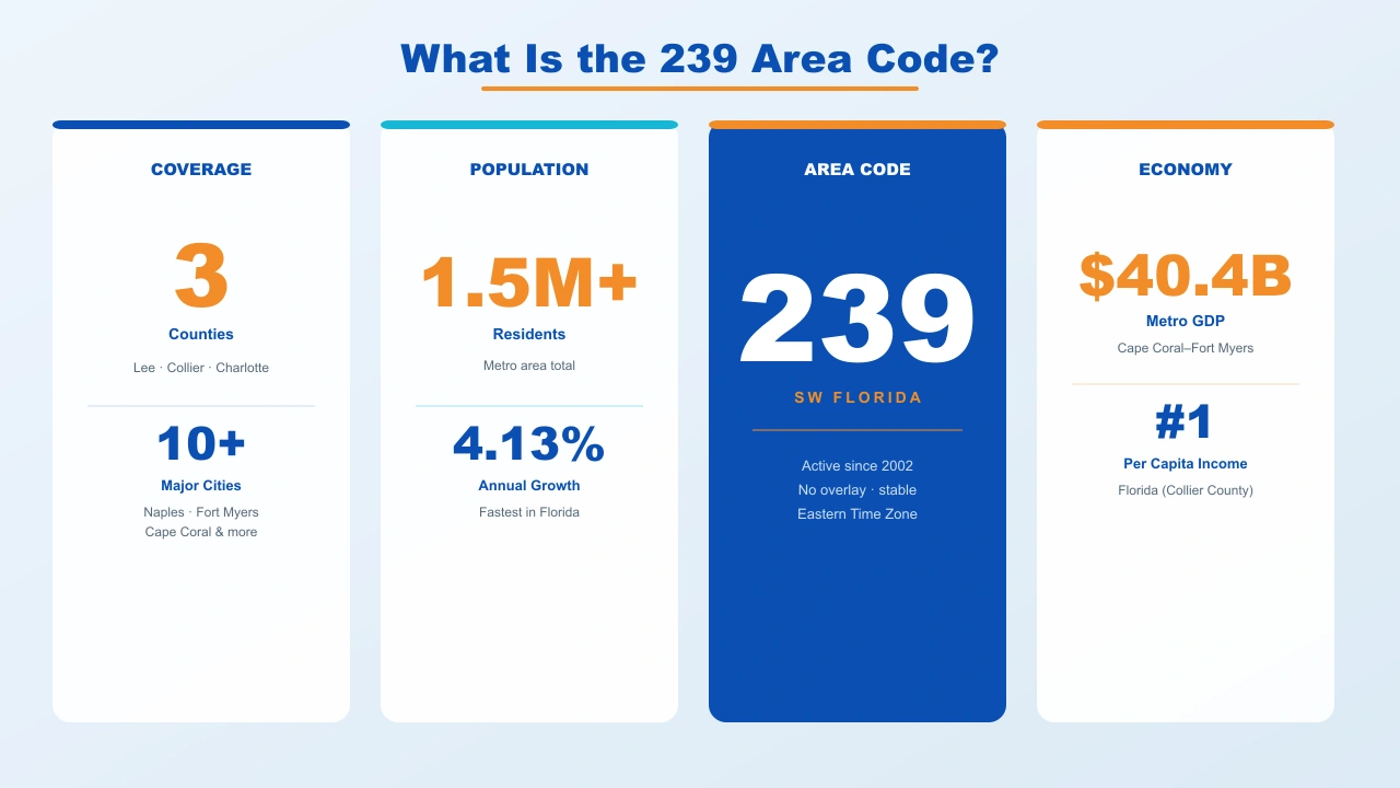 239 area code map showing Naples Fort Myers Cape Coral Sanibel Marco Island southwest Florida Lee and Collier County coverage