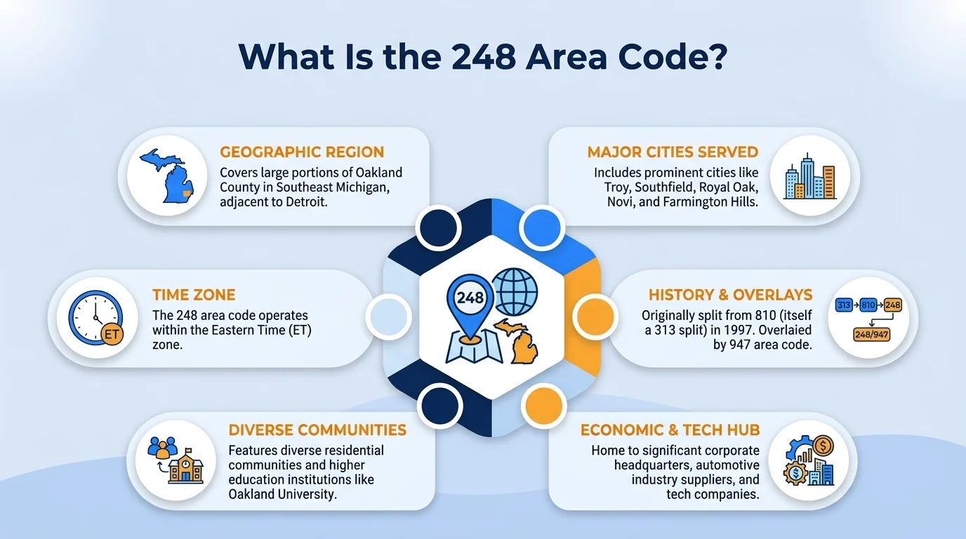 248 area code history — a 1997 geographic split from area code 810