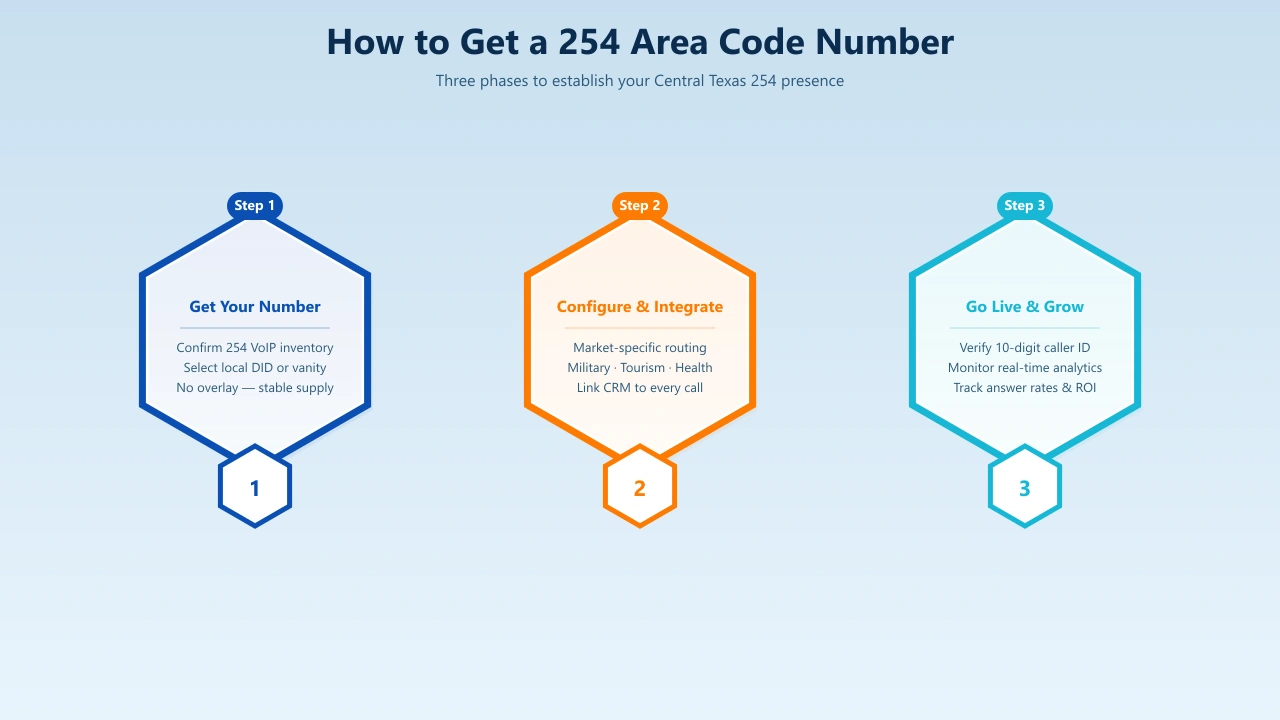 Six steps to get a 254 area code business phone number for Waco Killeen Temple Central Texas