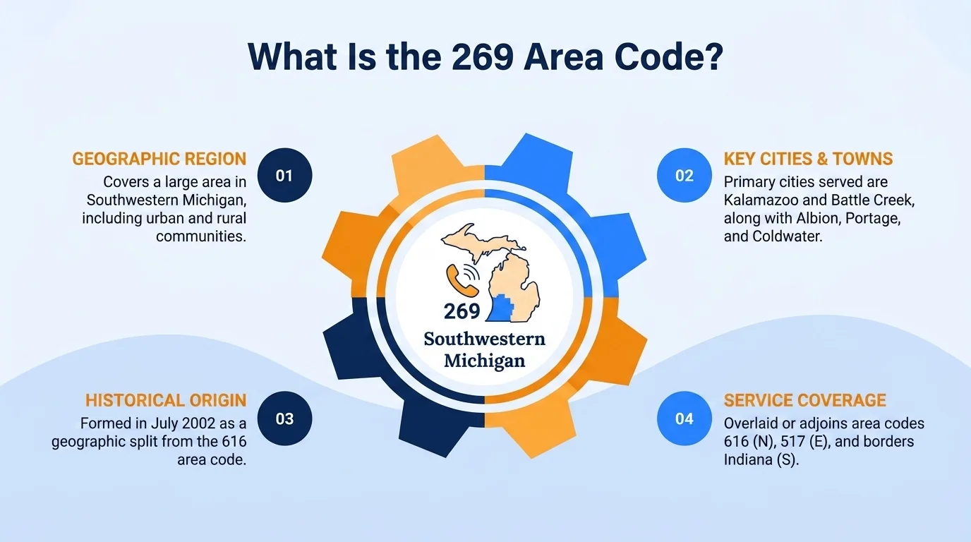 269 area code history — a 2002 geographic split from area code 616