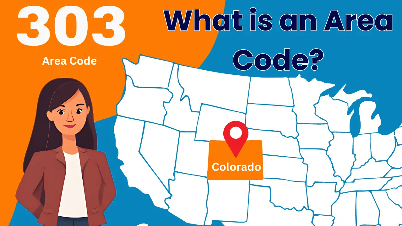 303 Area Code — What is an area code? Colorado highlighted on US map with Denver pin