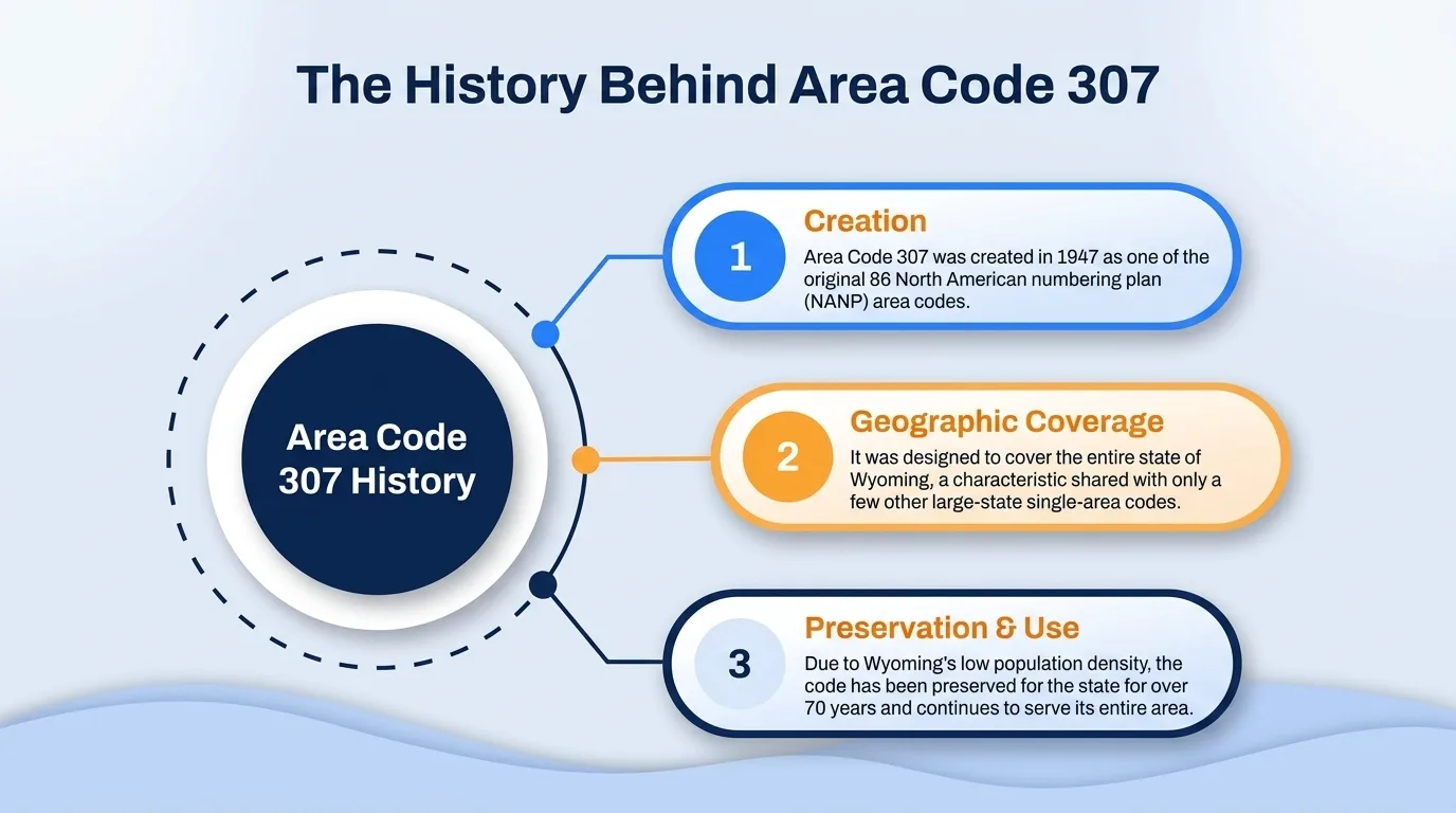 The history behind area code 307 — 1947 creation as one of the original NANP area codes, statewide geographic coverage, and decades of preservation
