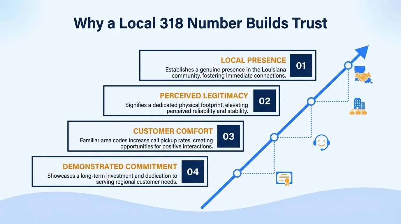 Why a local 318 number builds trust — local presence, perceived legitimacy, customer comfort, and demonstrated commitment