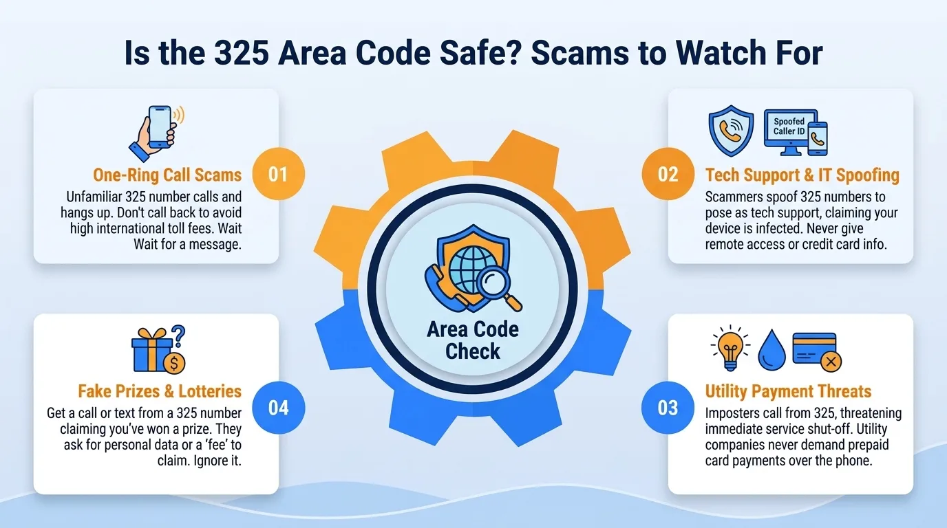 Is the 325 area code safe — government impersonation, utility disconnection threats, lottery or prize scams, and verification code requests to watch for