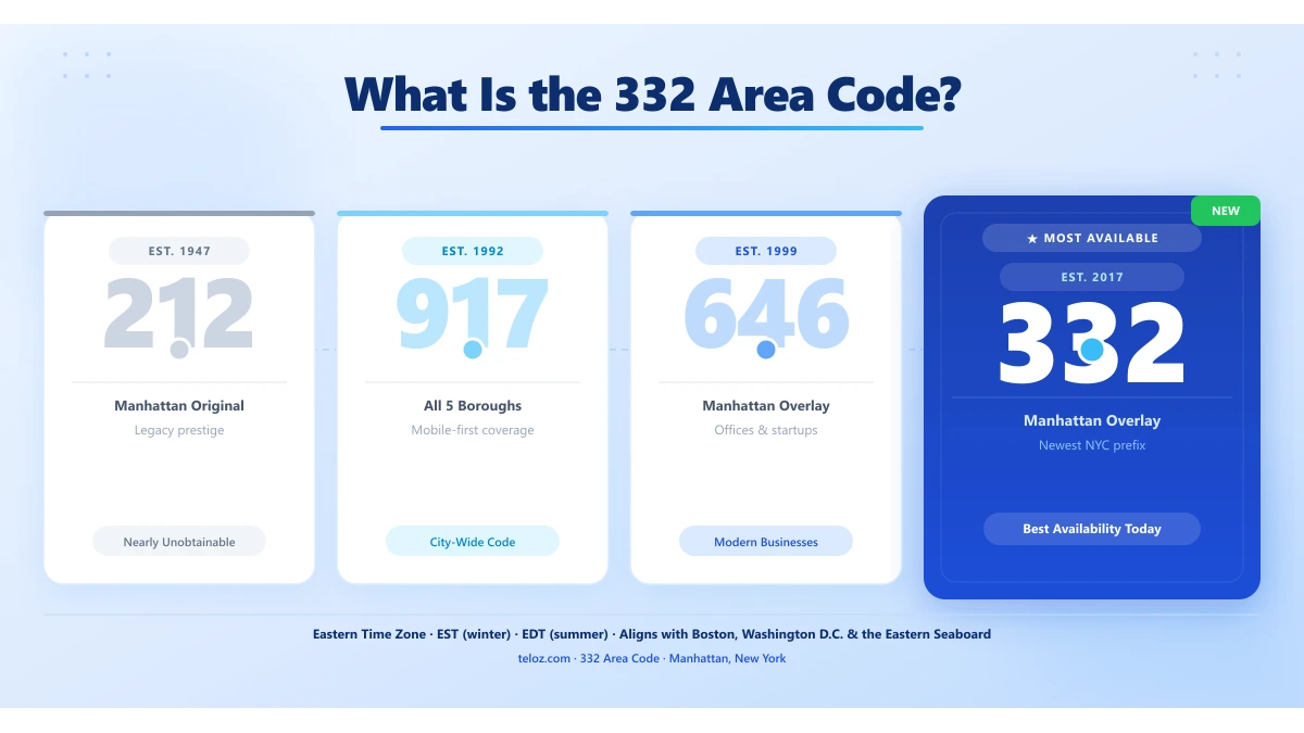 332 area code vs 212 646 Manhattan New York comparison timeline