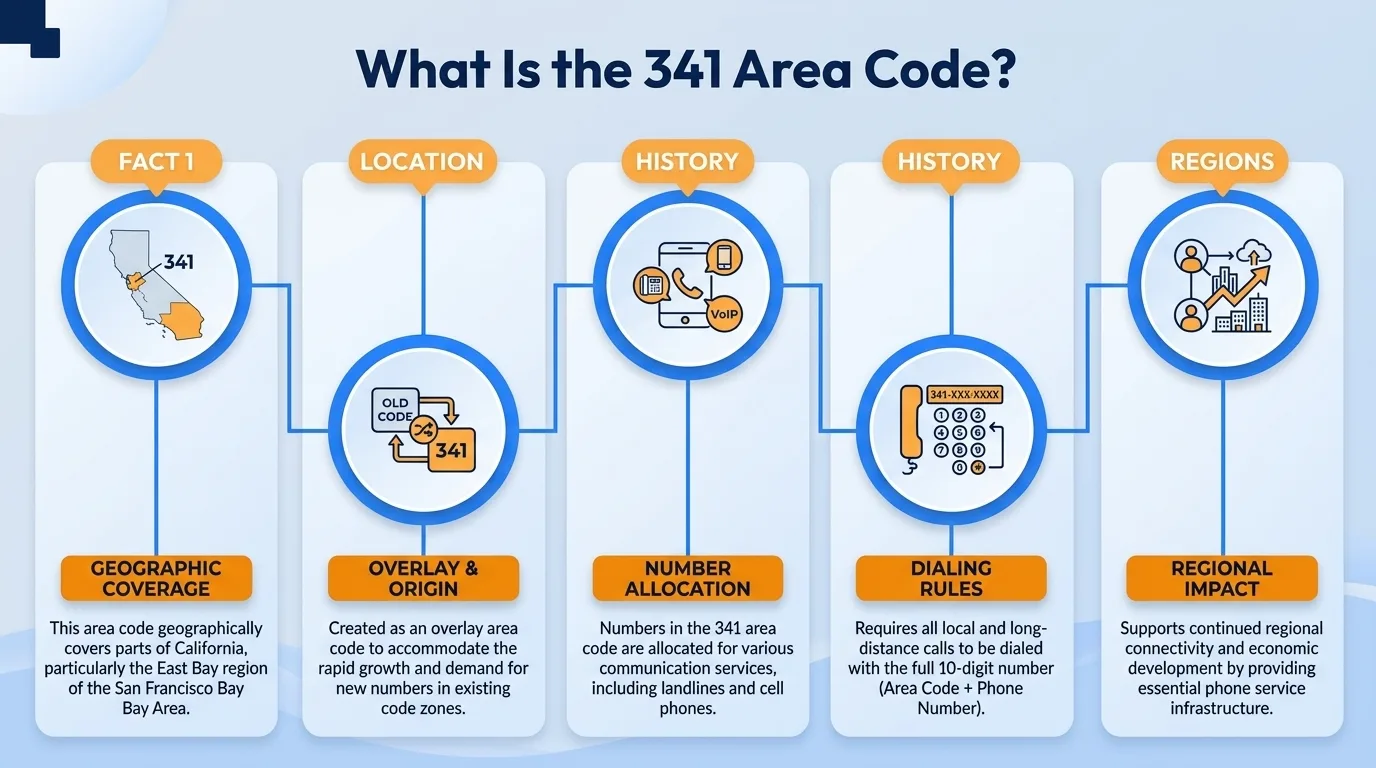 What is the 341 area code — geographic region, key cities, usage and dialing, and history and origin