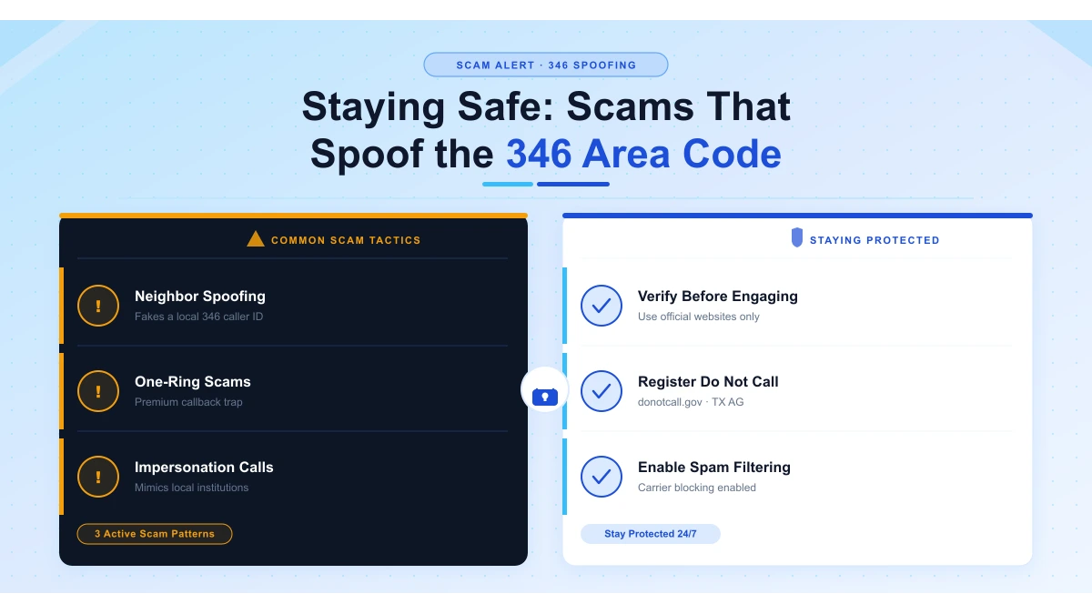 346 area code scam spoofing protection tips Houston