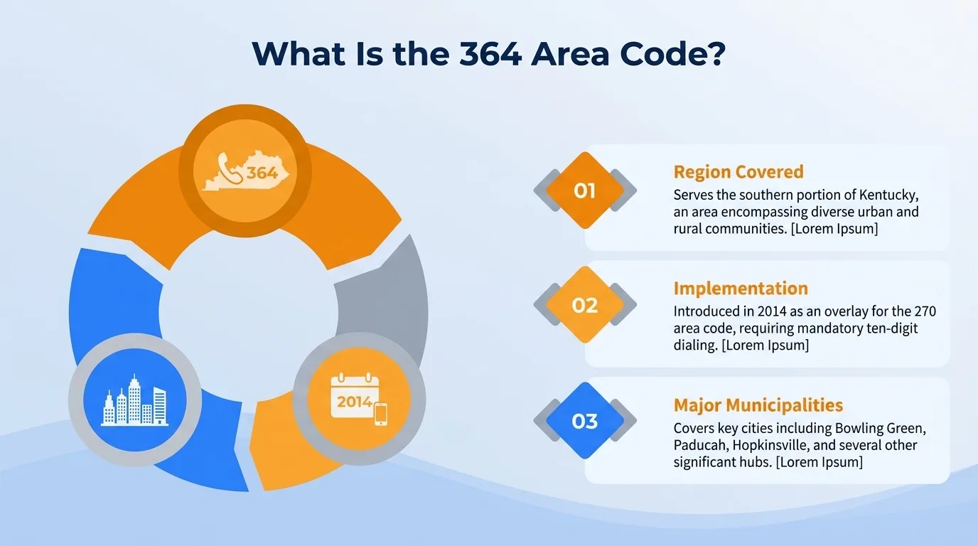 What is the 364 area code — geographic region, key cities, usage and dialing, and history and origin