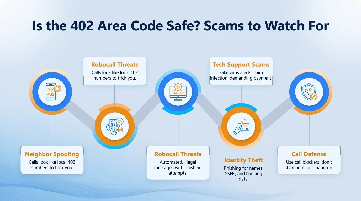 Is the 402 area code safe — government impersonation, utility disconnection threats, lottery or prize scams, and verification code requests to watch for