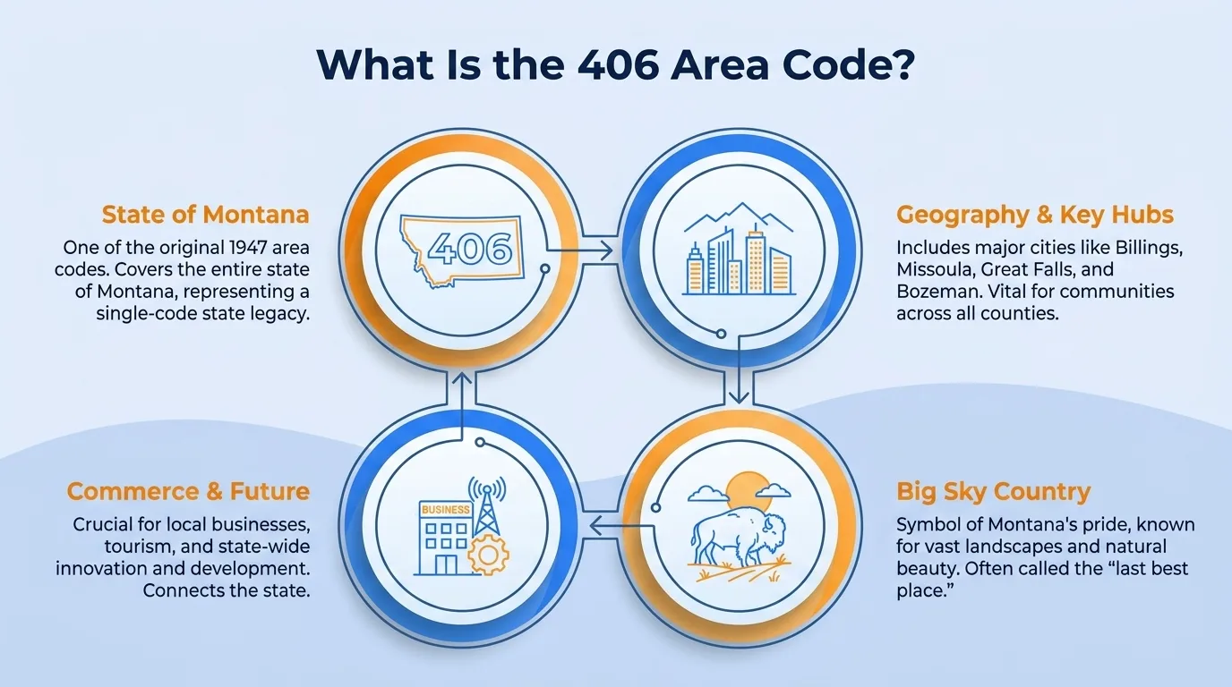 What is the 406 area code — geographic region, key cities, usage and dialing, and history and origin