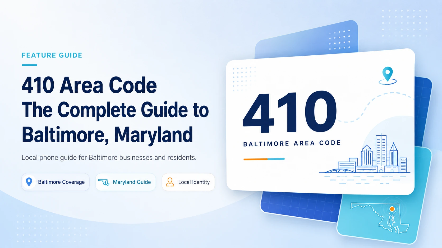 410 area code map showing Baltimore and eastern Maryland coverage