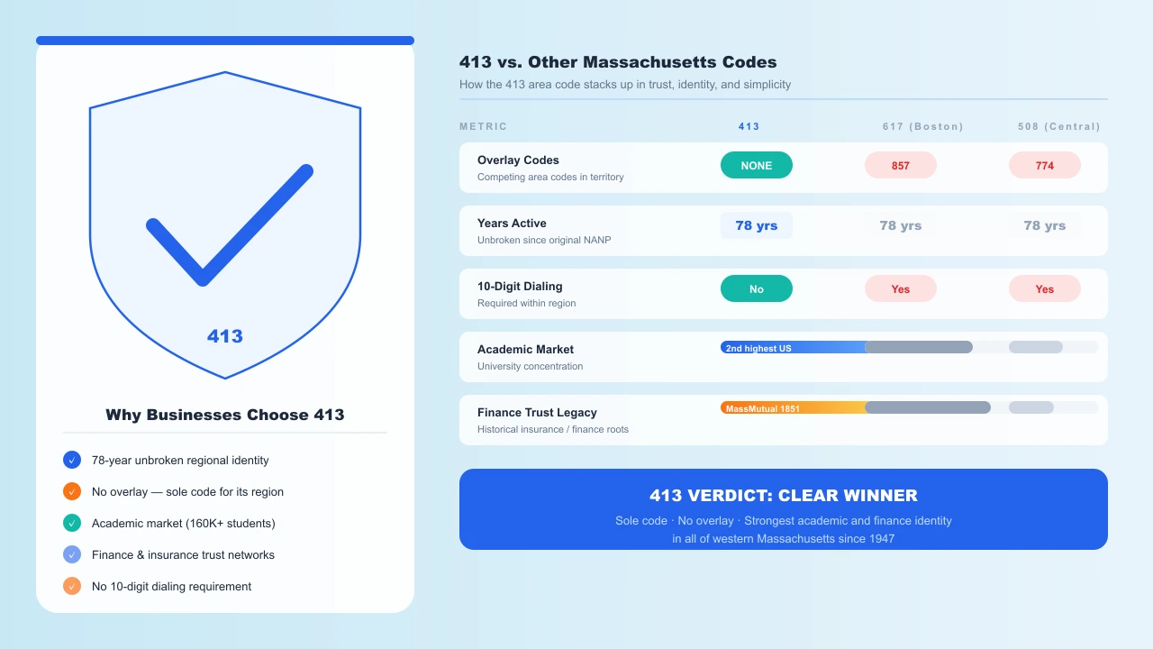 Why businesses choose a 413 western Massachusetts area code for local credibility