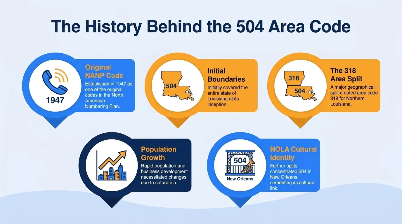 The history behind the 504 area code timeline