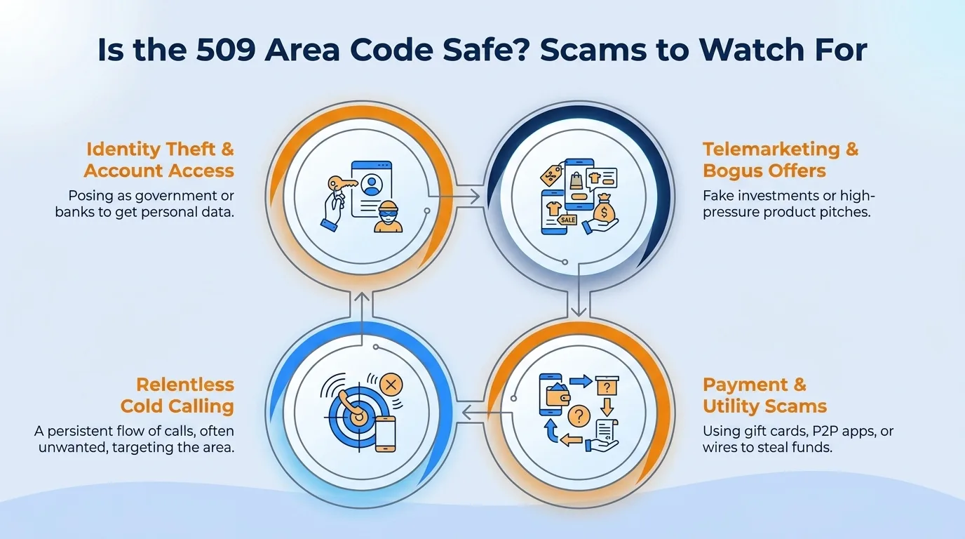 Is the 509 area code safe — government impersonation, utility disconnection threats, lottery or prize scams, and verification code requests to watch for
