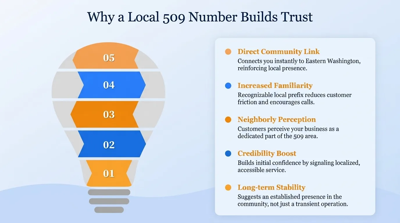 Why a local 509 number builds trust — community connection, familiarity, perceived stability, community support, localized knowledge, and reduced barriers