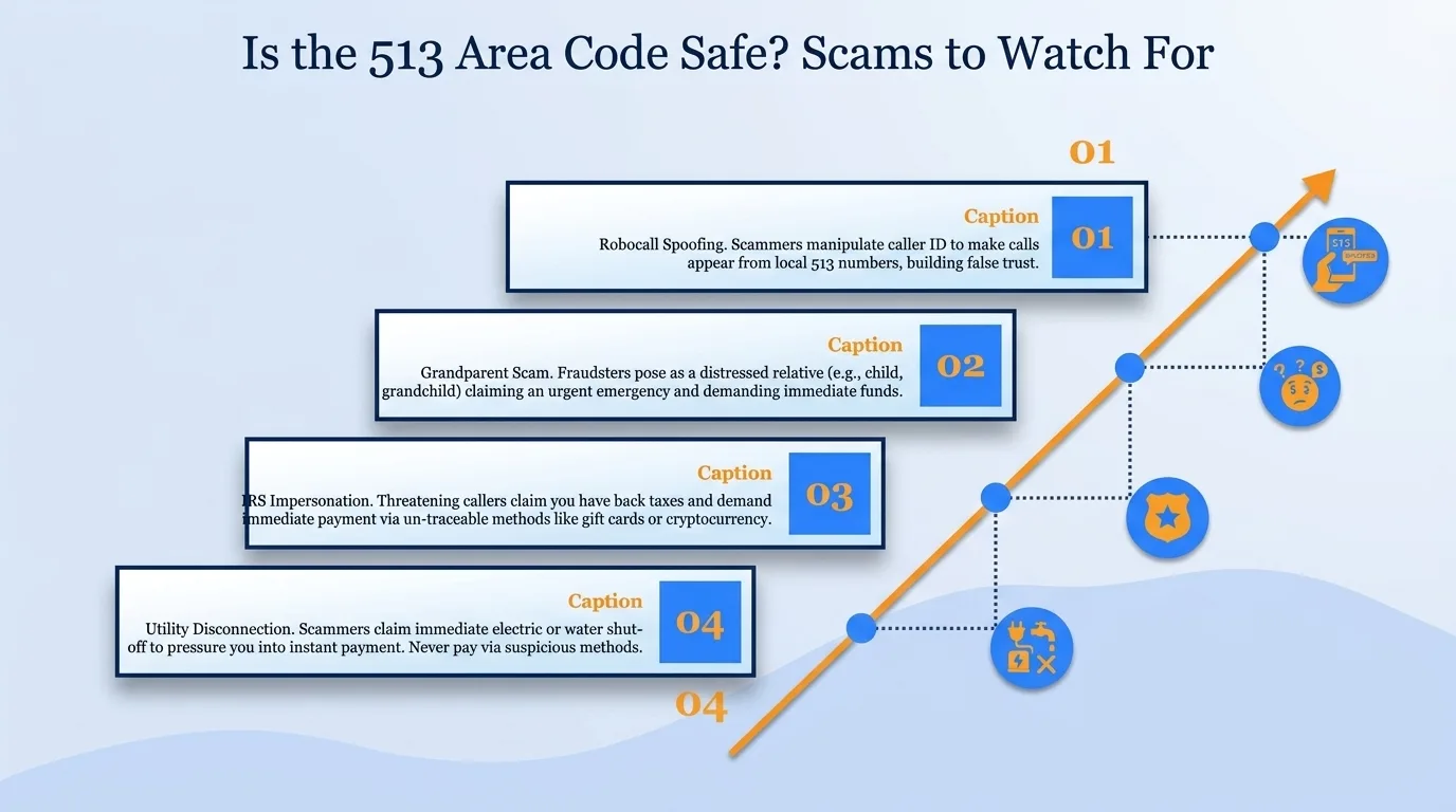 Is the 513 area code safe — government impersonation, utility disconnection threats, lottery or prize scams, and verification code requests to watch for