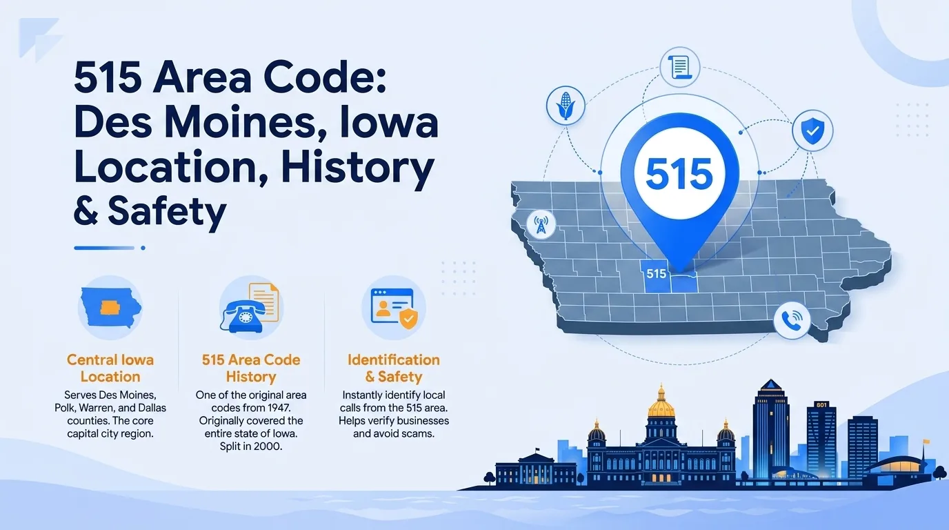 515 area code Des Moines, Iowa location, history, and scams guide