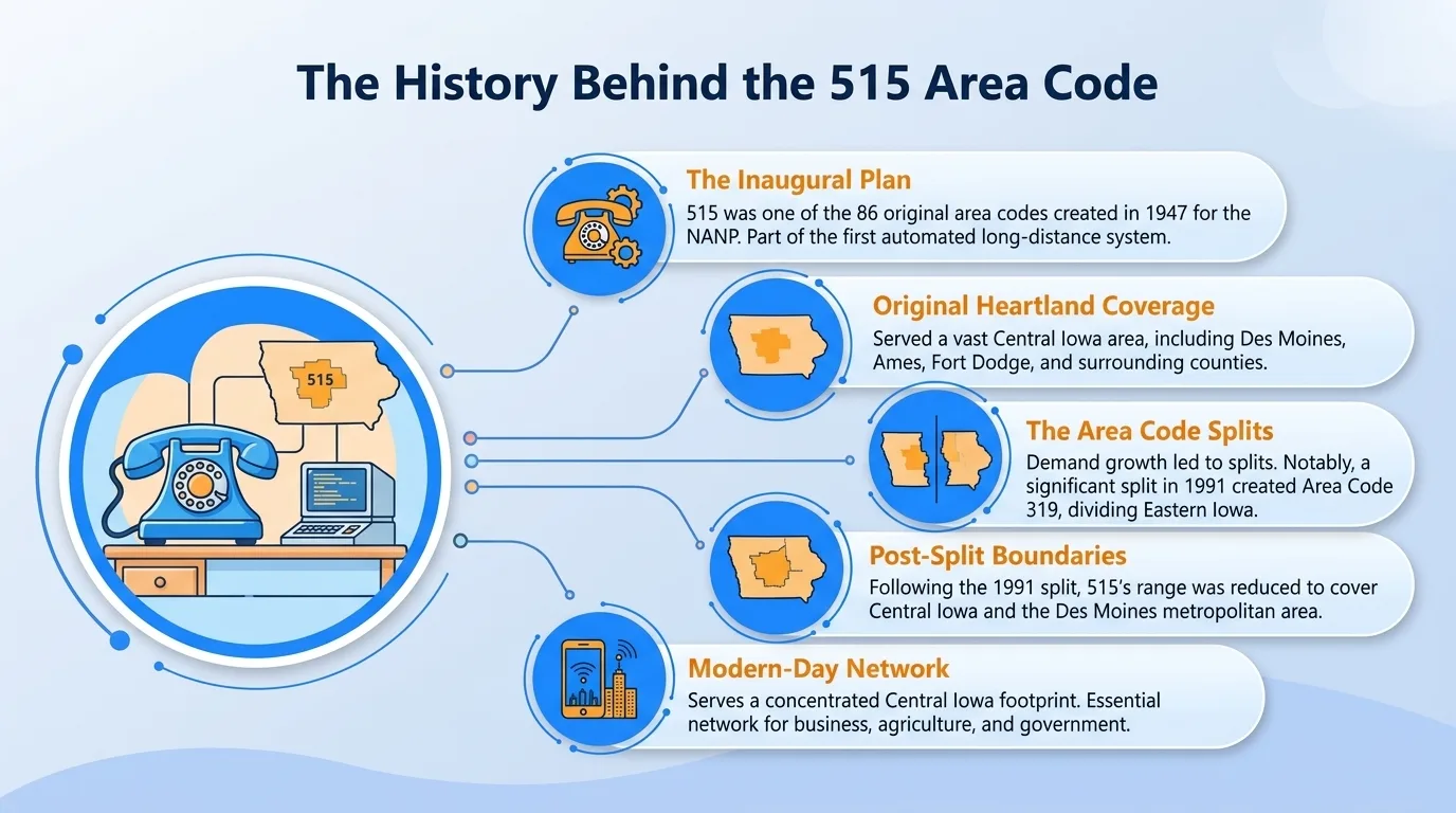 The history behind the 515 area code timeline