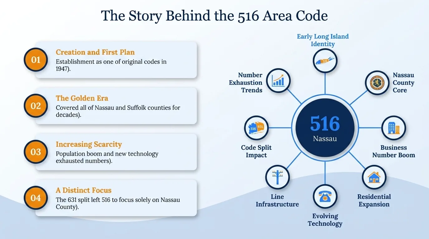 The story behind the 516 area code timeline