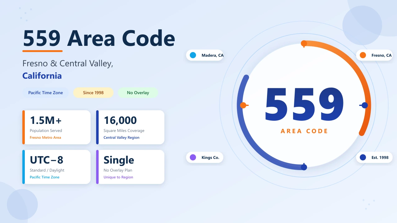559 Area Code: Fresno and California's Central Valley — complete guide to coverage, history, time zone and getting a 559 number