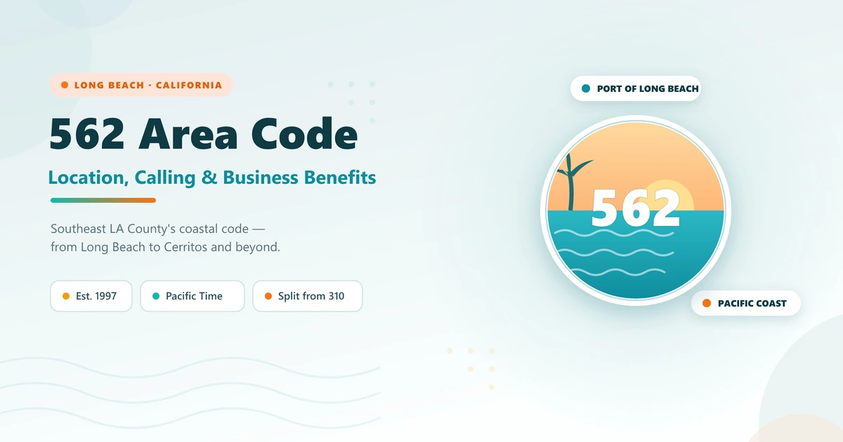 562 area code map covering Long Beach and southeast Los Angeles County